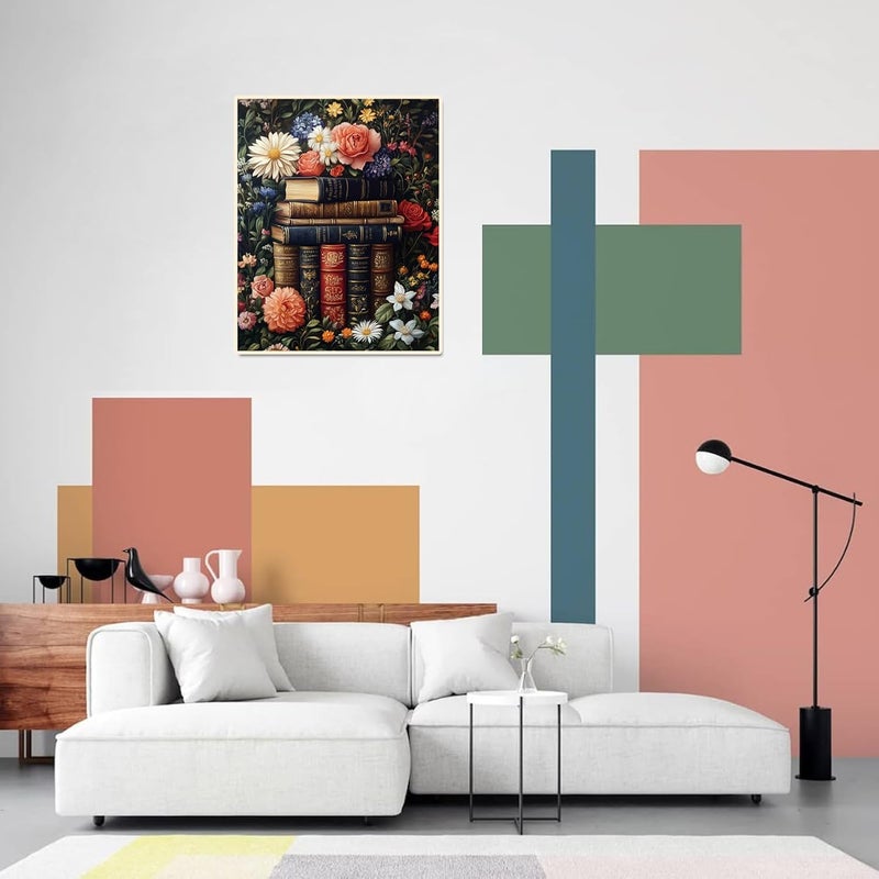 obterie طقم رسم بالأرقام للبالغين للمبتدئين زهور طقم رسم زيت للبالغين على قماش DIY للرسم للمبتدئين فن بالأرقام للهدايا ديكور جدران المنزل 16x20 بوصة - Image 4